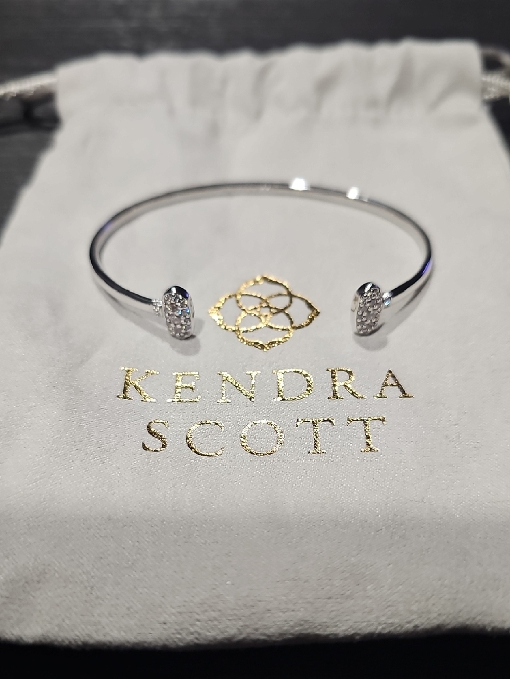 Kendra Scott Grayson Silver Pavé Open Cuff Bracelet with Crystal Accents